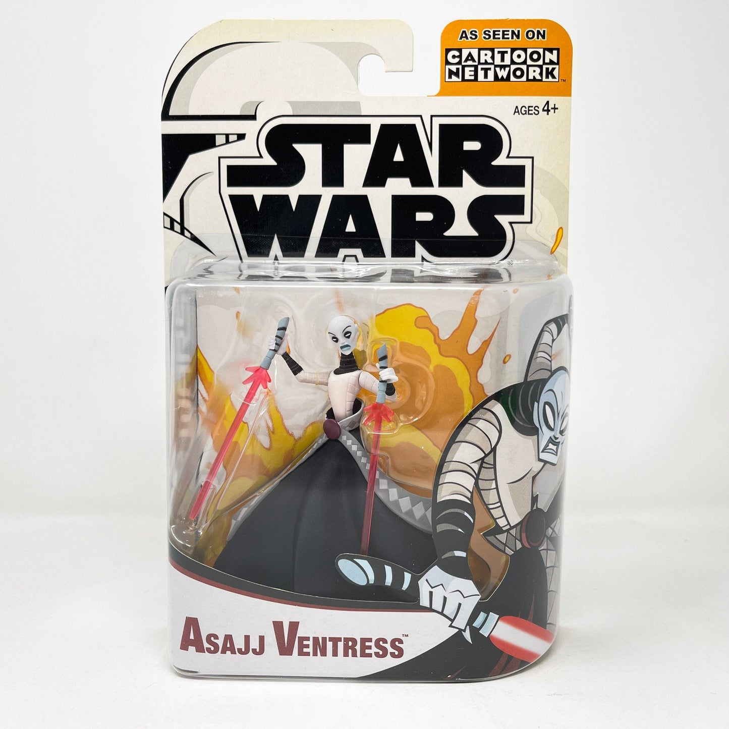 Vintage Hasbro Star Wars Mid MOC Asajj Ventress (2005) - Hasbro Tarkovsky Clone Wars Animated Figure MOC