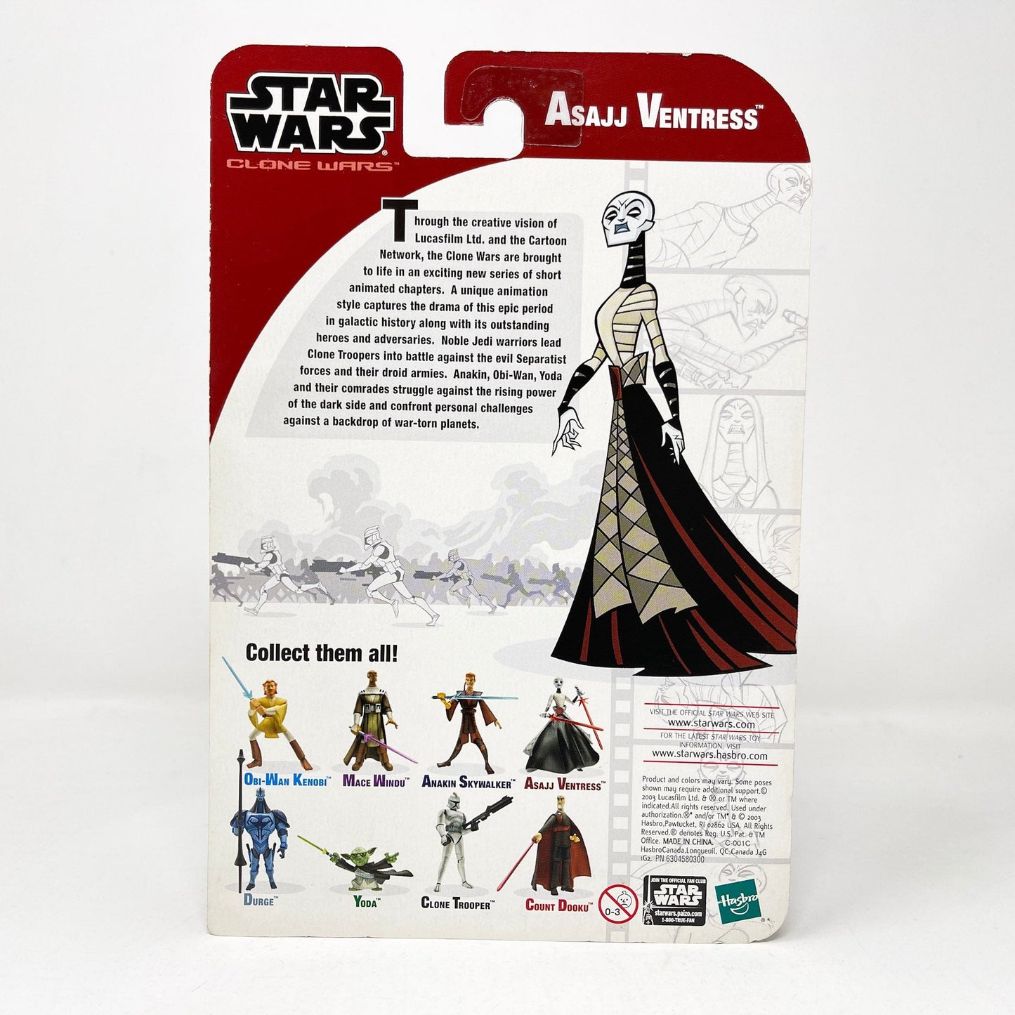 Vintage Hasbro Star Wars Mid MOC Asajj Ventress (2005) - Hasbro Tarkovsky Clone Wars Animated Figure MOC