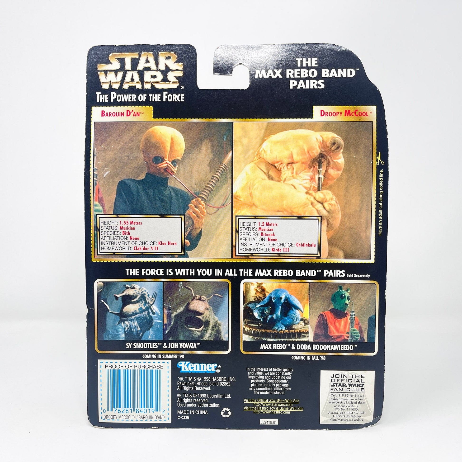 Vintage Star Wars POTF Max Rebo Band Barquin D'an Droopy McCool Figure 1998 – Créde Performance Vintage Star Wars POTF Max Rebo Band Barquin D'an Droopy McCool Figure 1998 – Créde Performance
