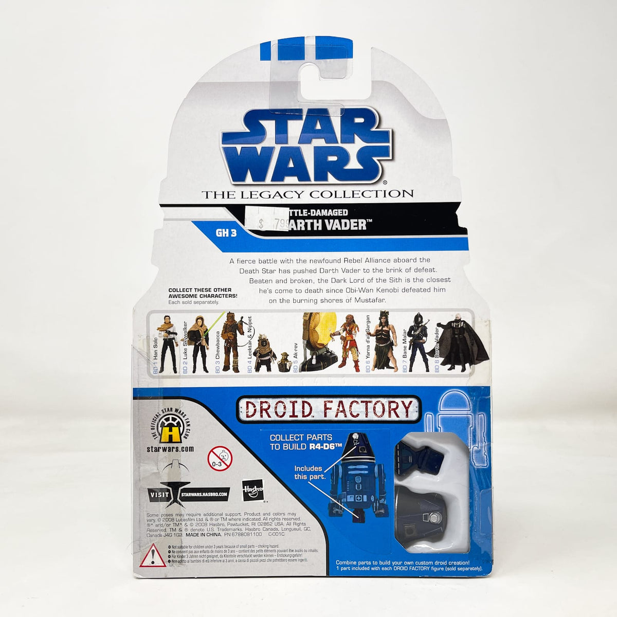 Vintage Hasbro Star Wars Mid MOC Battle Damaged Darth Vader (GH 3) 2008 - Hasbro Legacy Collection Star Wars Action Figure