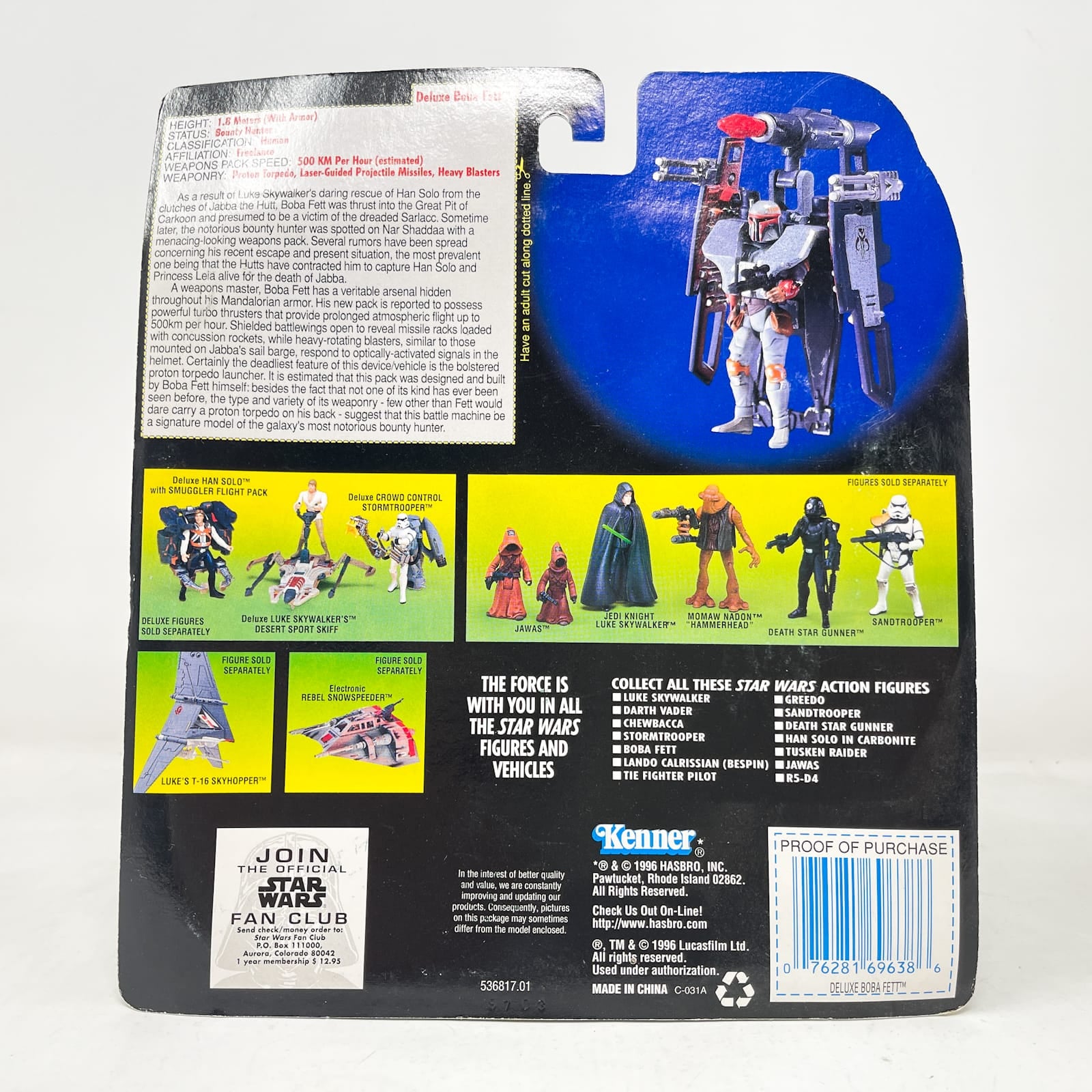 Vintage Hasbro Star Wars Mid MOC Boba Fett (Deluxe) – Hasbro Star Wars Power of the Force (1996)