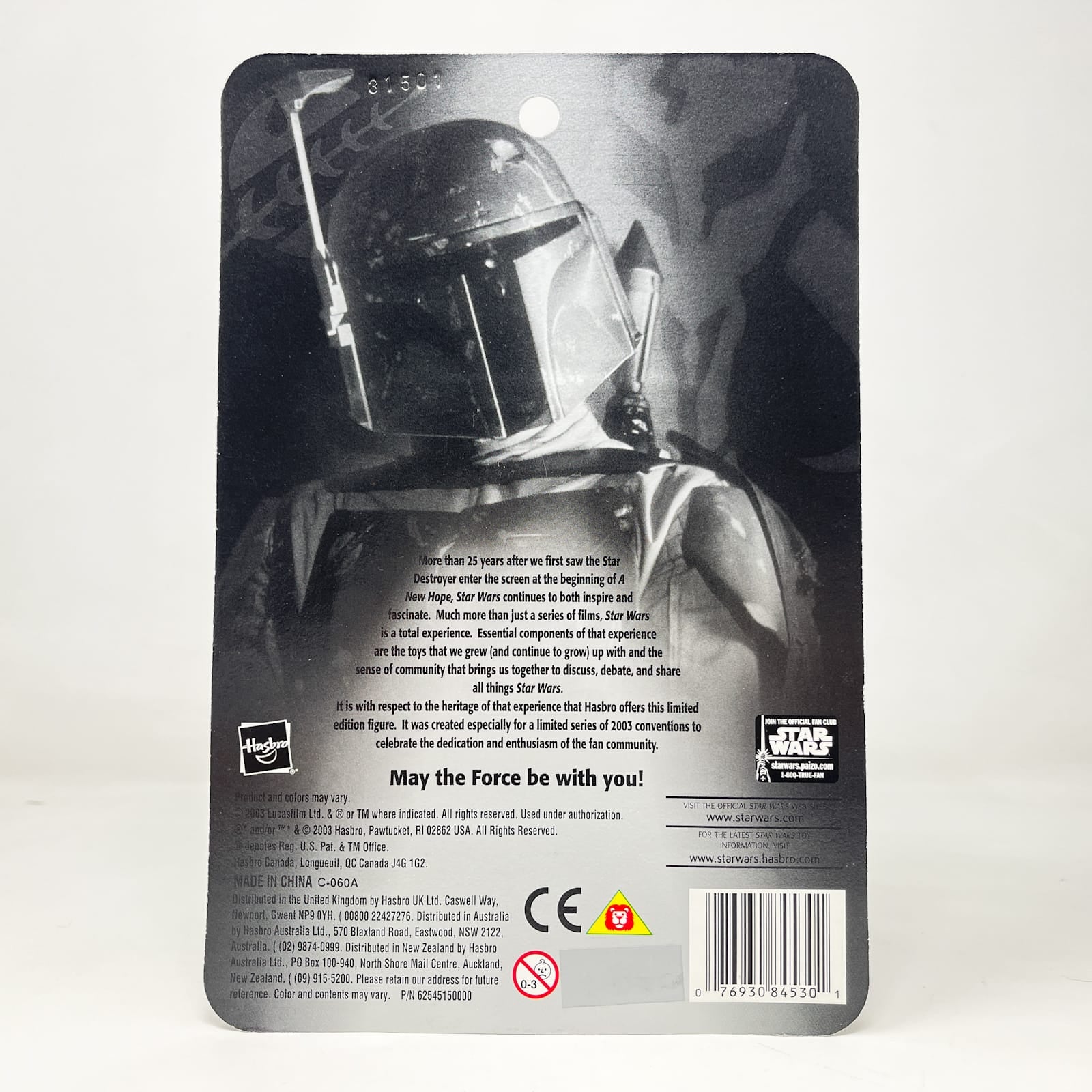 Vintage Hasbro Star Wars Mid MOC Boba Fett (Silver) Convention Exclusive - Hasbro SAGA Series (2003)
