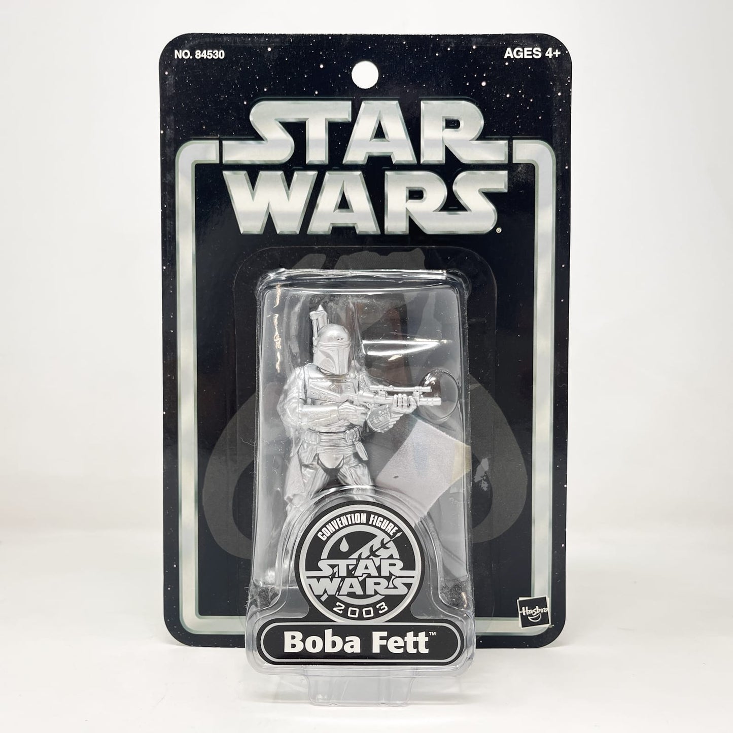 Vintage Hasbro Star Wars Mid MOC Boba Fett (Silver) Convention Exclusive - Hasbro SAGA Series (2003)
