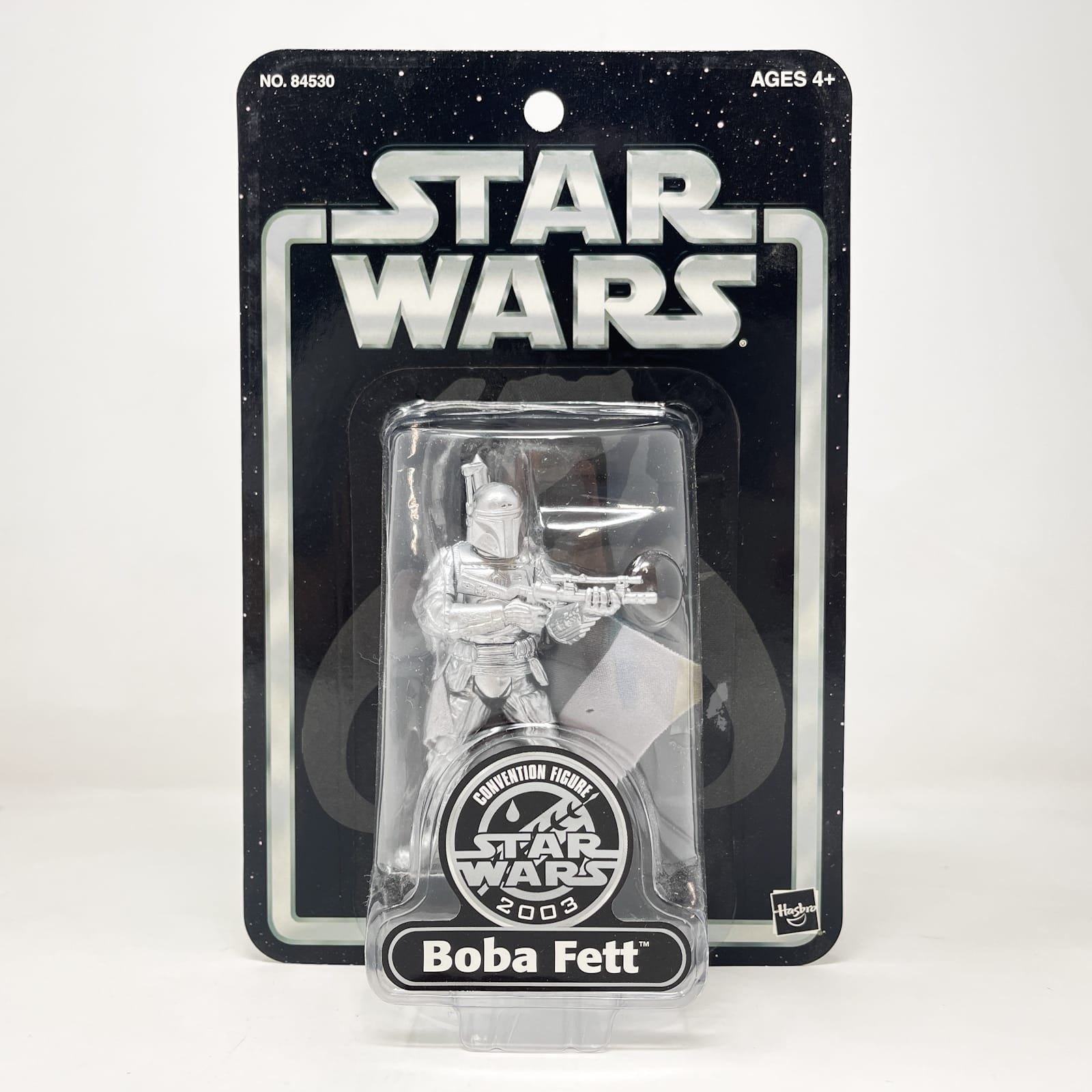 Vintage Hasbro Star Wars Mid MOC Boba Fett (Silver) Convention Exclusive - Hasbro SAGA Series (2003)