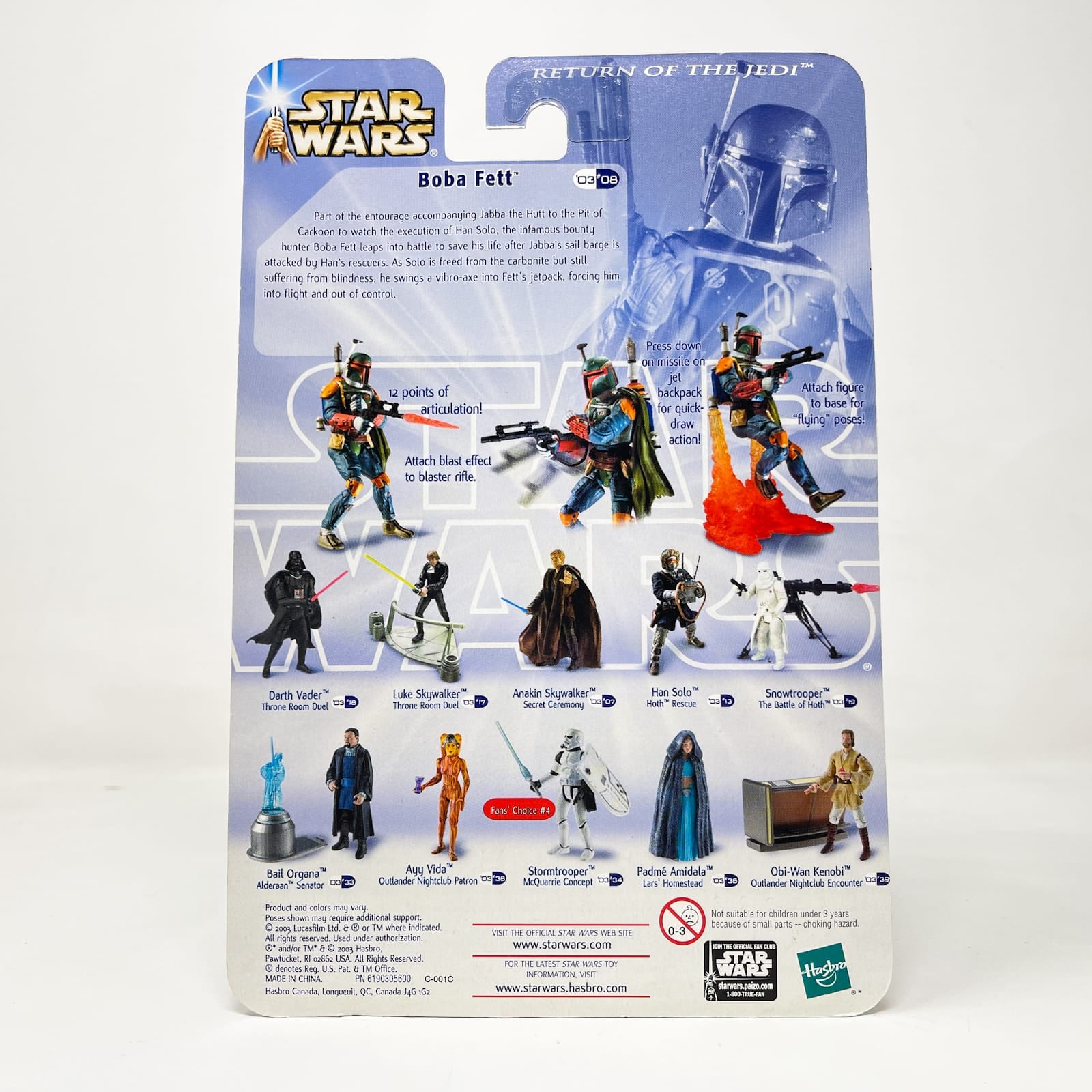 Vintage Hasbro Star Wars Mid MOC Boba Fett (The Pit of Carkoon) #03-08 - Hasbro SAGA Series 3.75"
