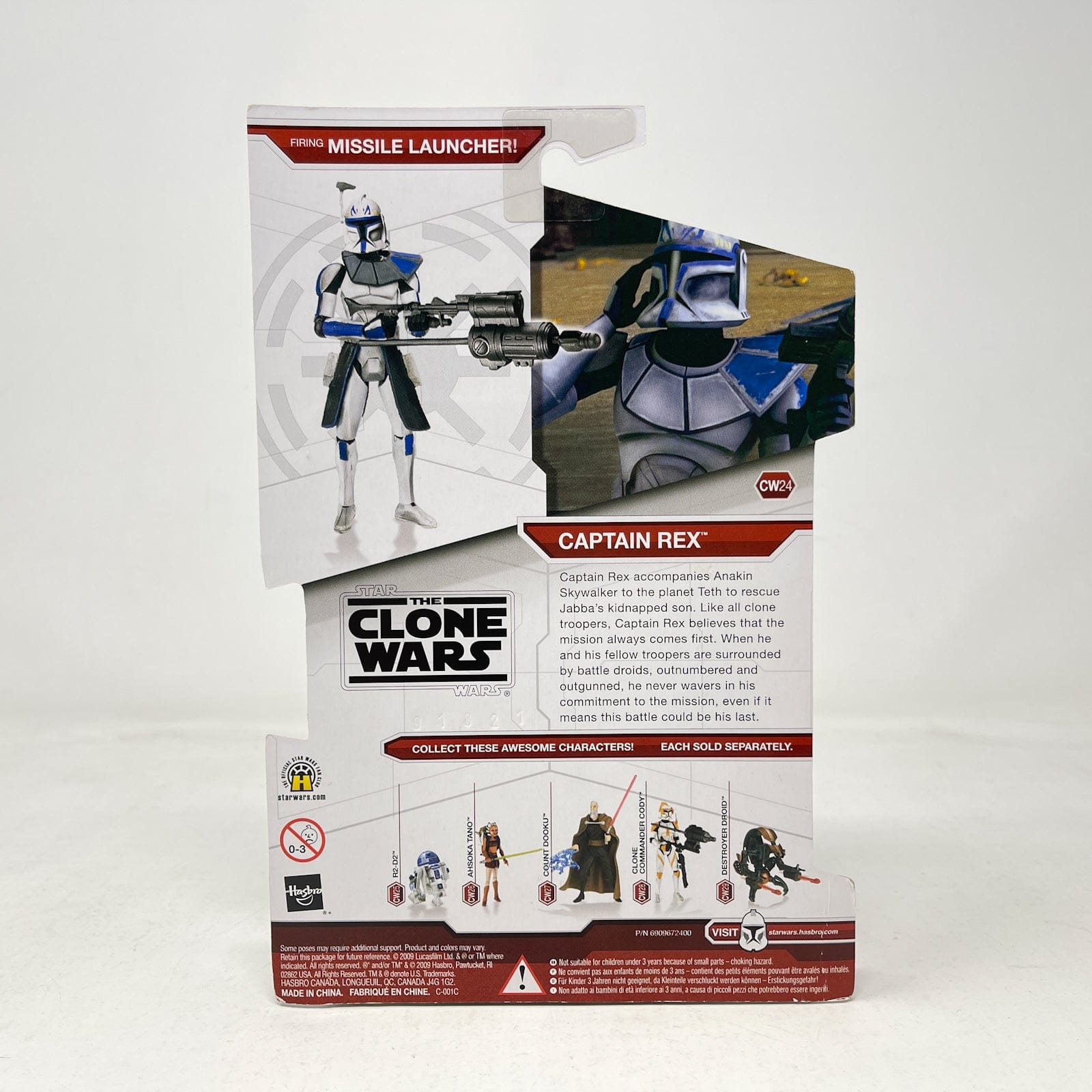 Vintage Hasbro Star Wars Mid MOC Captain Rex CW24 - Hasbro Clone Wars 3.75"