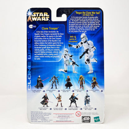 Vintage Hasbro Star Wars Mid MOC Clone Trooper 03-50 - White Armor (2003) - SAGA Clone Wars MOC