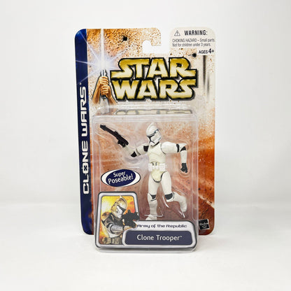 Vintage Hasbro Star Wars Mid MOC Clone Trooper 03-50 - White Armor (2003) - SAGA Clone Wars MOC