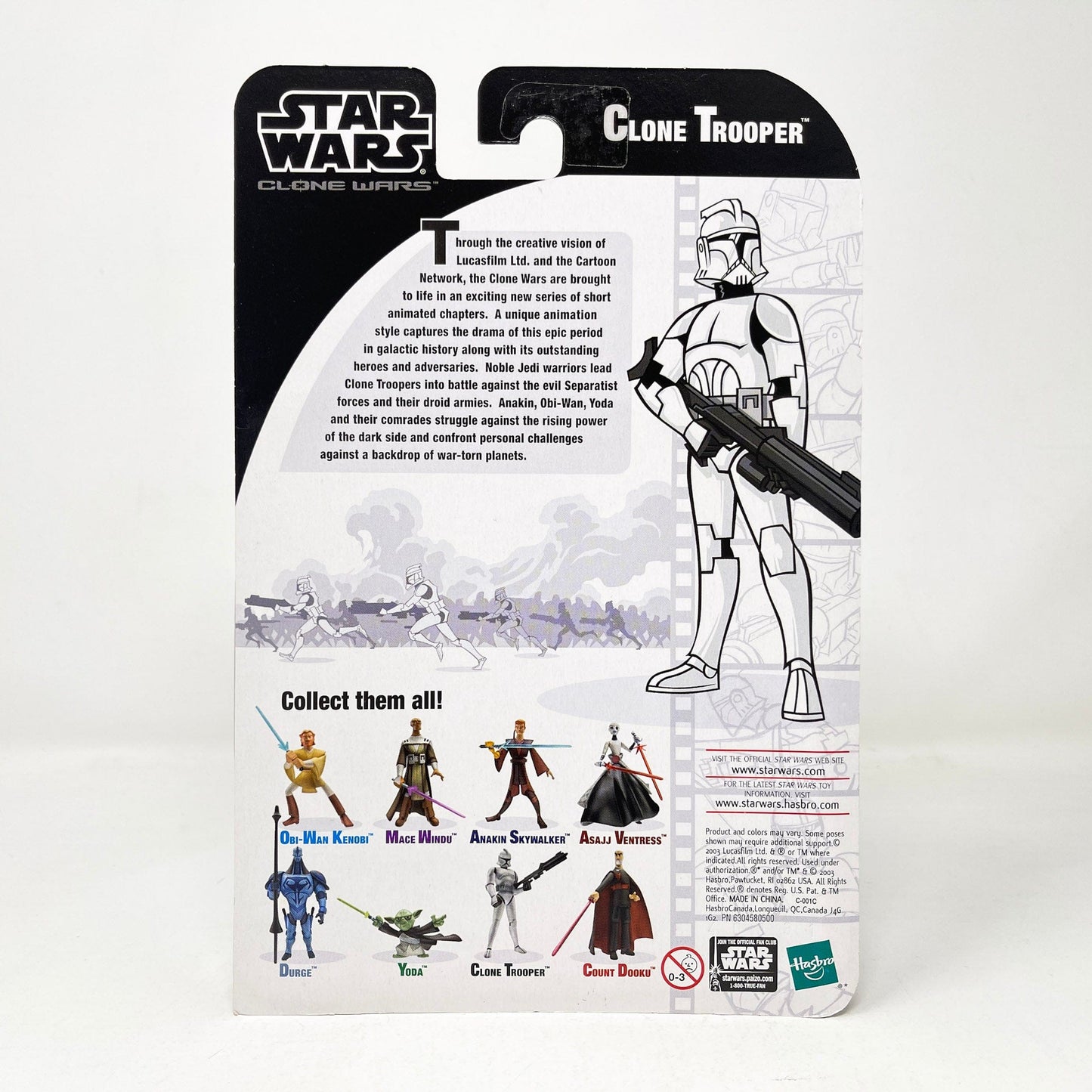 Vintage Hasbro Star Wars Mid MOC Clone Trooper (2003) - Hasbro Tarkovsky Clone Wars Animated Figure MOC