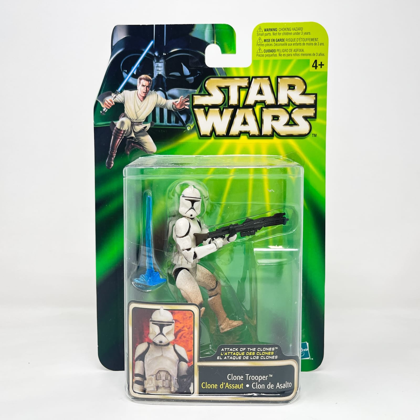 Vintage Hasbro Star Wars Mid MOC Clone Trooper (AOTC Sneak Preview) - Hasbro Power of the Jedi POTJ (2002)