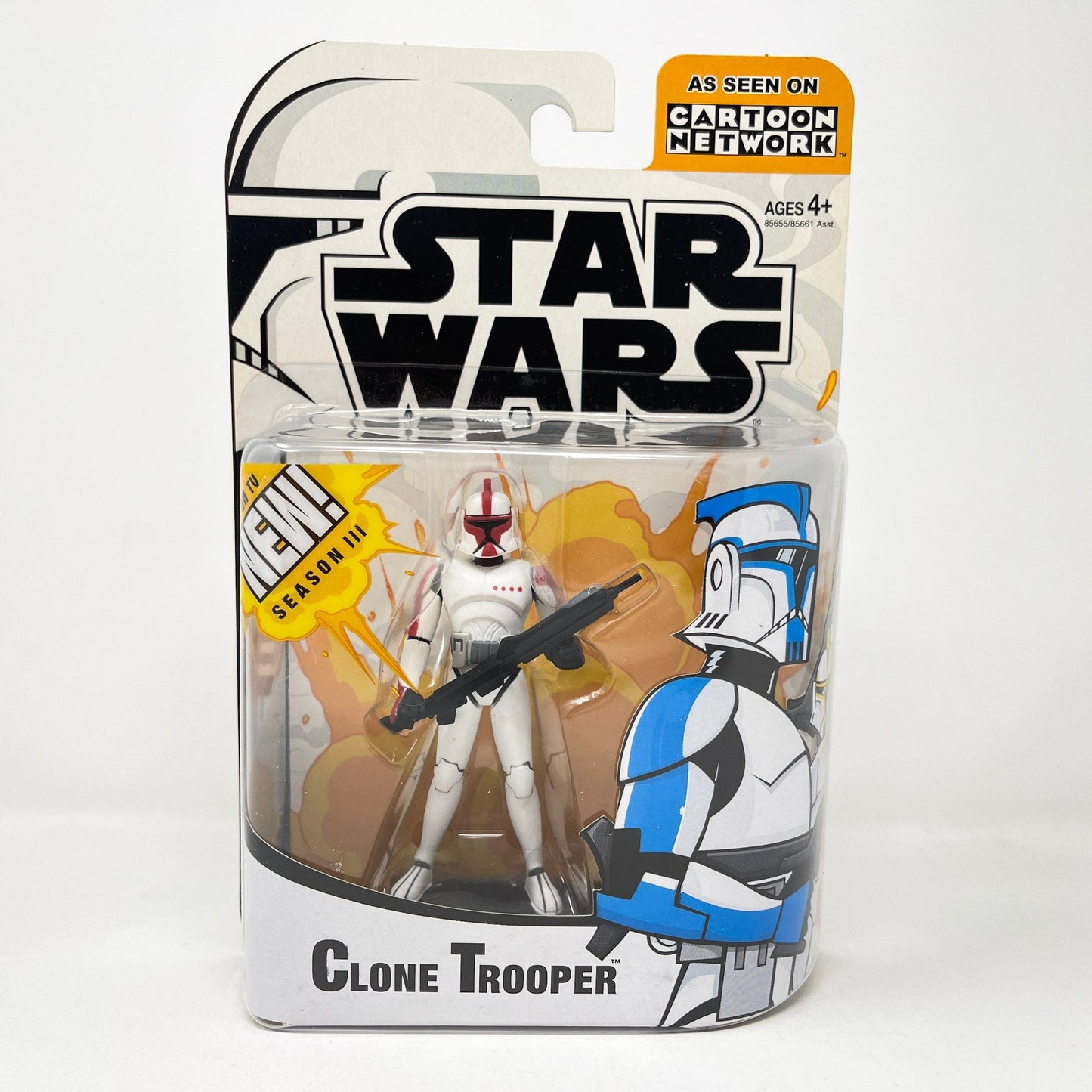 Vintage Hasbro Star Wars Mid MOC Clone Trooper Captain - Red (2005) - Hasbro Tarkovsky Clone Wars Animated Figure MOC