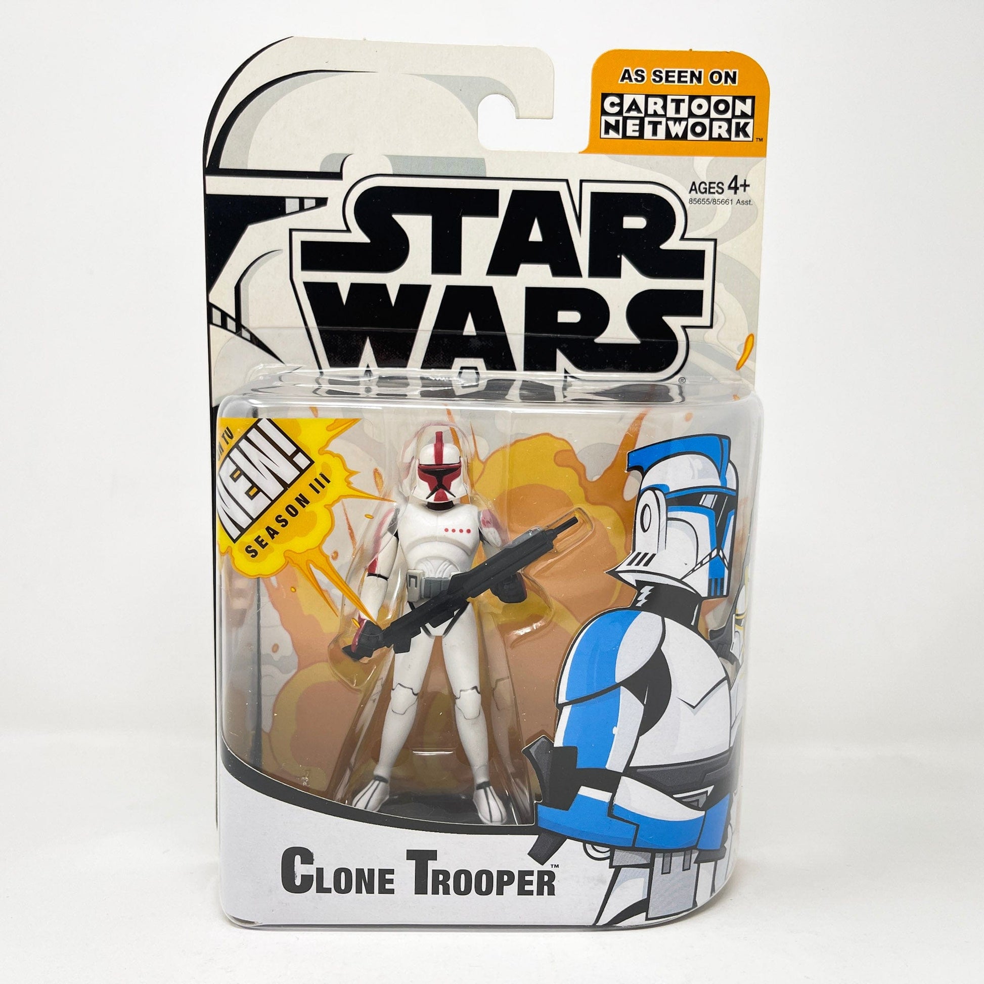 Vintage Hasbro Star Wars Mid MOC Clone Trooper Captain - Red (2005) - Hasbro Tarkovsky Clone Wars Animated Figure MOC