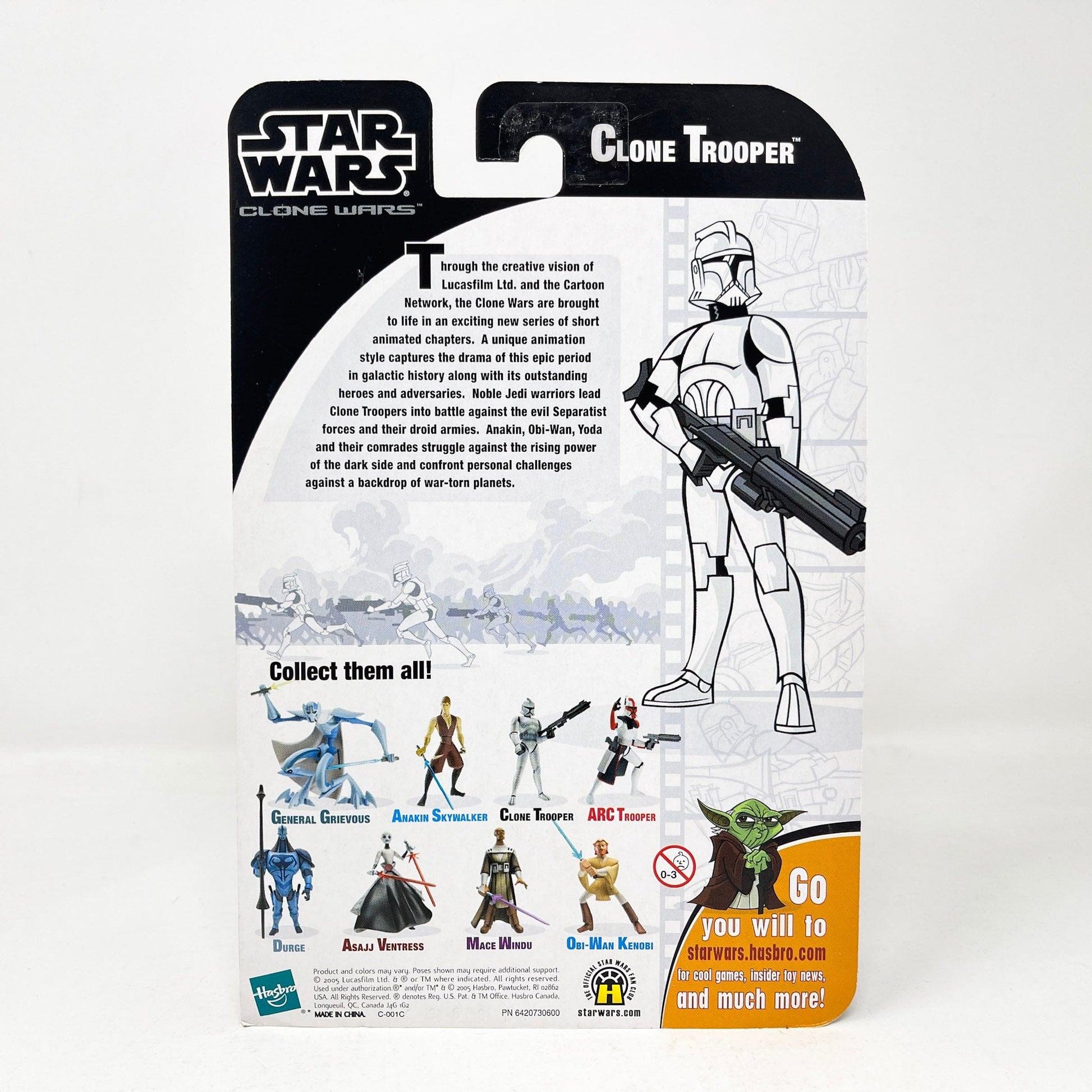 Vintage Hasbro Star Wars Mid MOC Clone Trooper Captain - Red (2005) - Hasbro Tarkovsky Clone Wars Animated Figure MOC