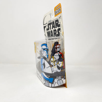 Vintage Hasbro Star Wars Mid MOC Clone Trooper Commander - Yellow (2005) - Hasbro Tarkovsky Clone Wars Animated Figure MOC