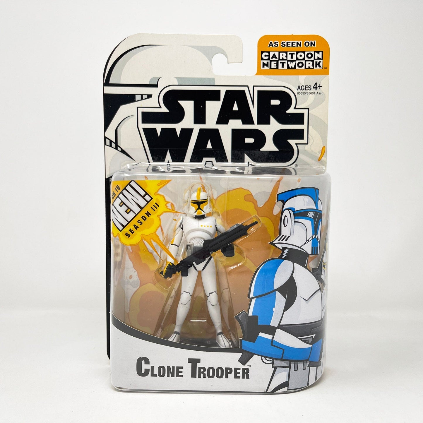 Vintage Hasbro Star Wars Mid MOC Clone Trooper Commander - Yellow (2005) - Hasbro Tarkovsky Clone Wars Animated Figure MOC