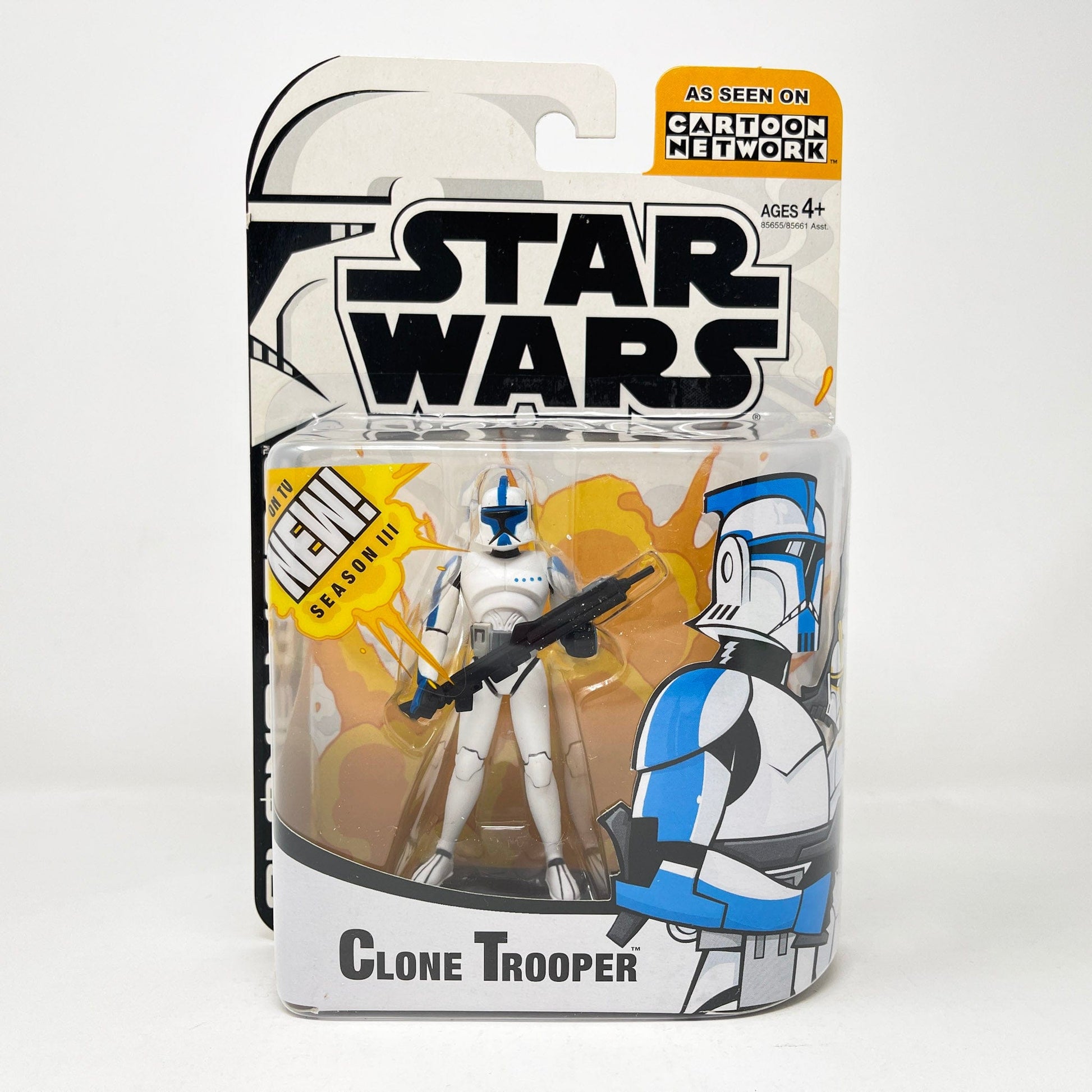 Vintage Hasbro Star Wars Mid MOC Clone Trooper Lieutenant - Blue (2005) - Hasbro Tarkovsky Clone Wars Animated Figure MOC