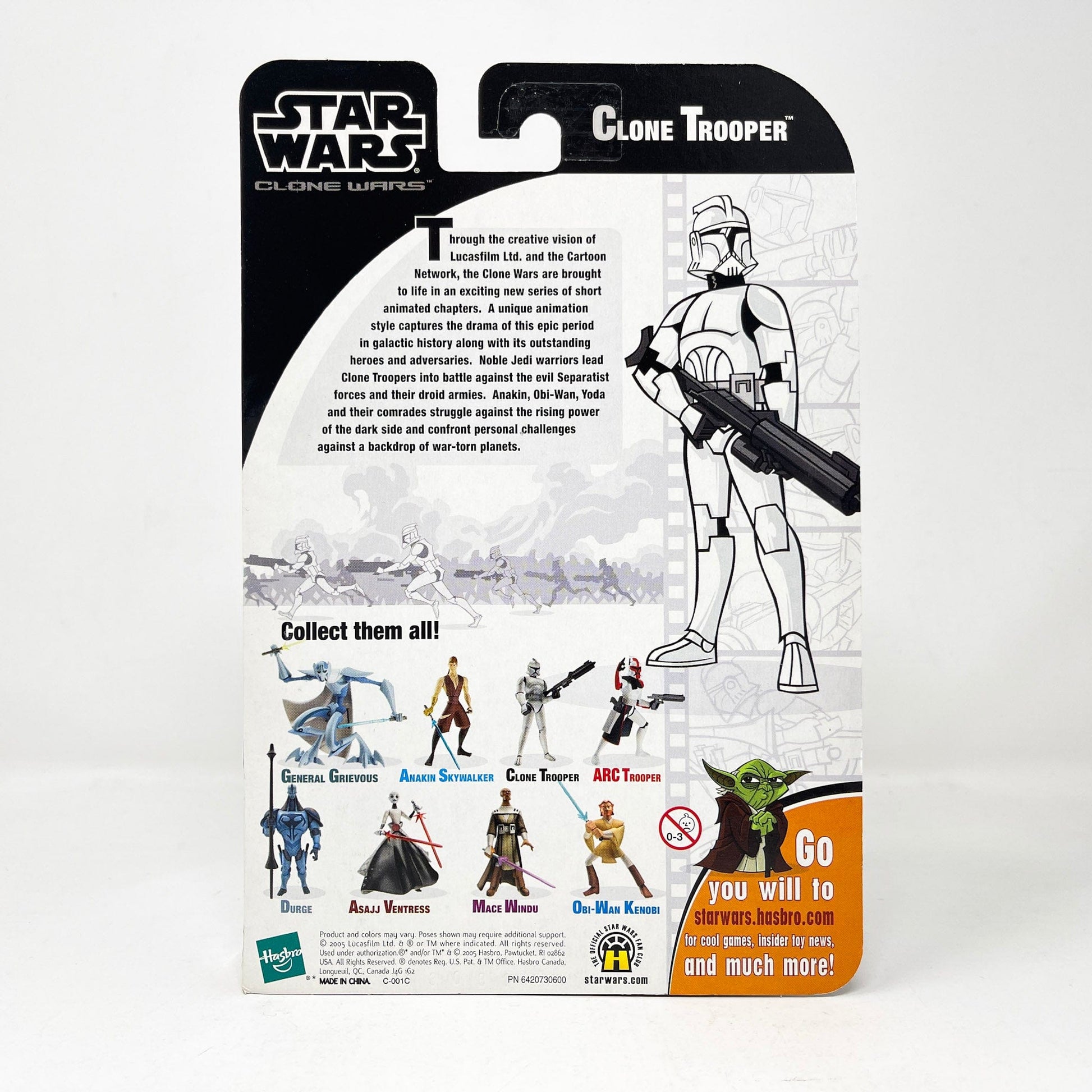 Vintage Hasbro Star Wars Mid MOC Clone Trooper Lieutenant - Blue (2005) - Hasbro Tarkovsky Clone Wars Animated Figure MOC