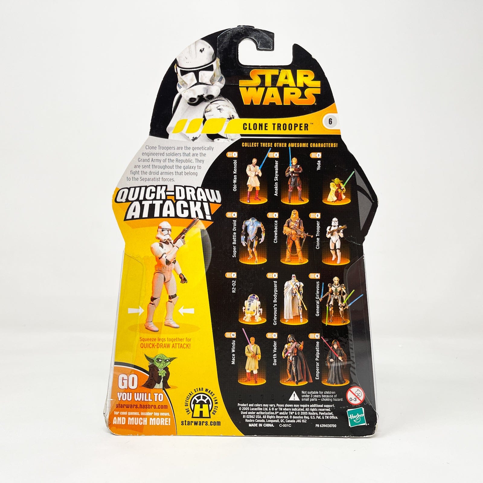 Vintage Hasbro Star Wars Mid MOC Clone Trooper (Quick Draw Attack) #06 - Hasbro ROTS 2005