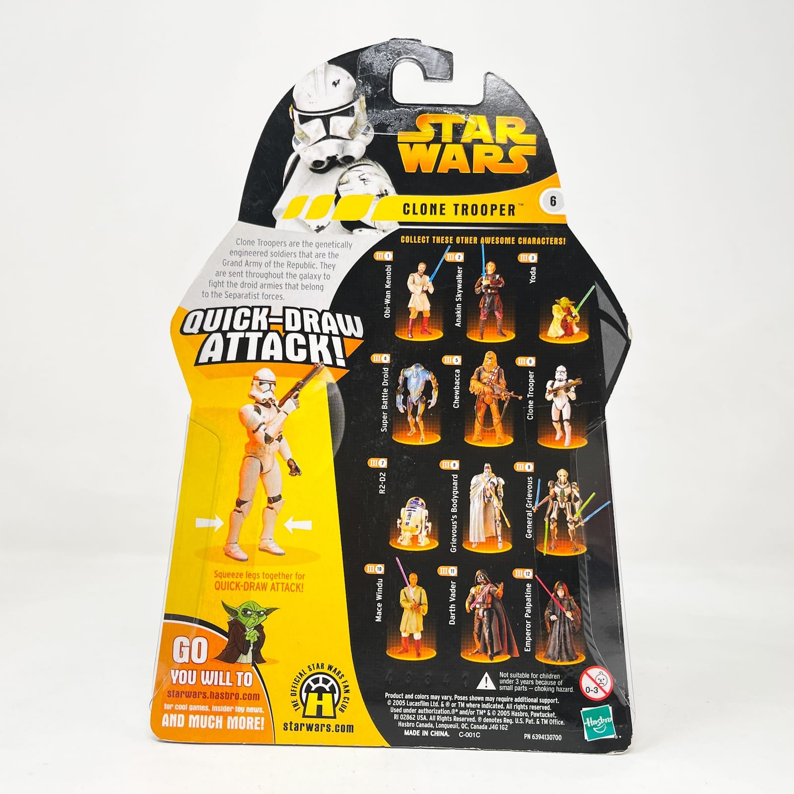 Vintage Hasbro Star Wars Mid MOC Clone Trooper (Quick Draw Attack) #06 - Hasbro ROTS 2005