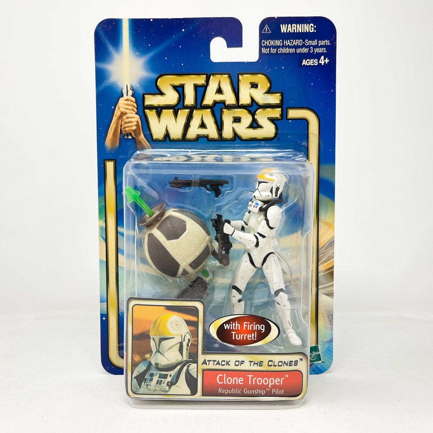 Vintage Hasbro Star Wars Mid MOC Clone Trooper (Republic Gunship Pilot) #02-49 - Hasbro SAGA Series 3.75"