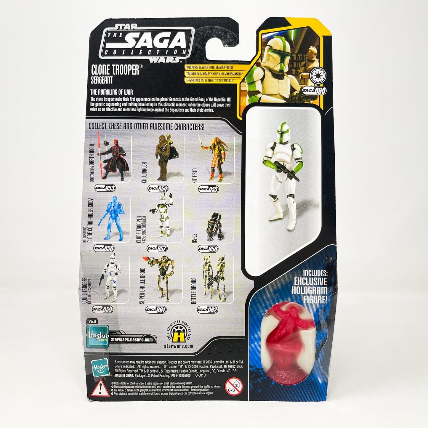 Vintage Hasbro Star Wars Mid MOC Clone Trooper Sergeant #60 - Hasbro Saga Collection (2007)