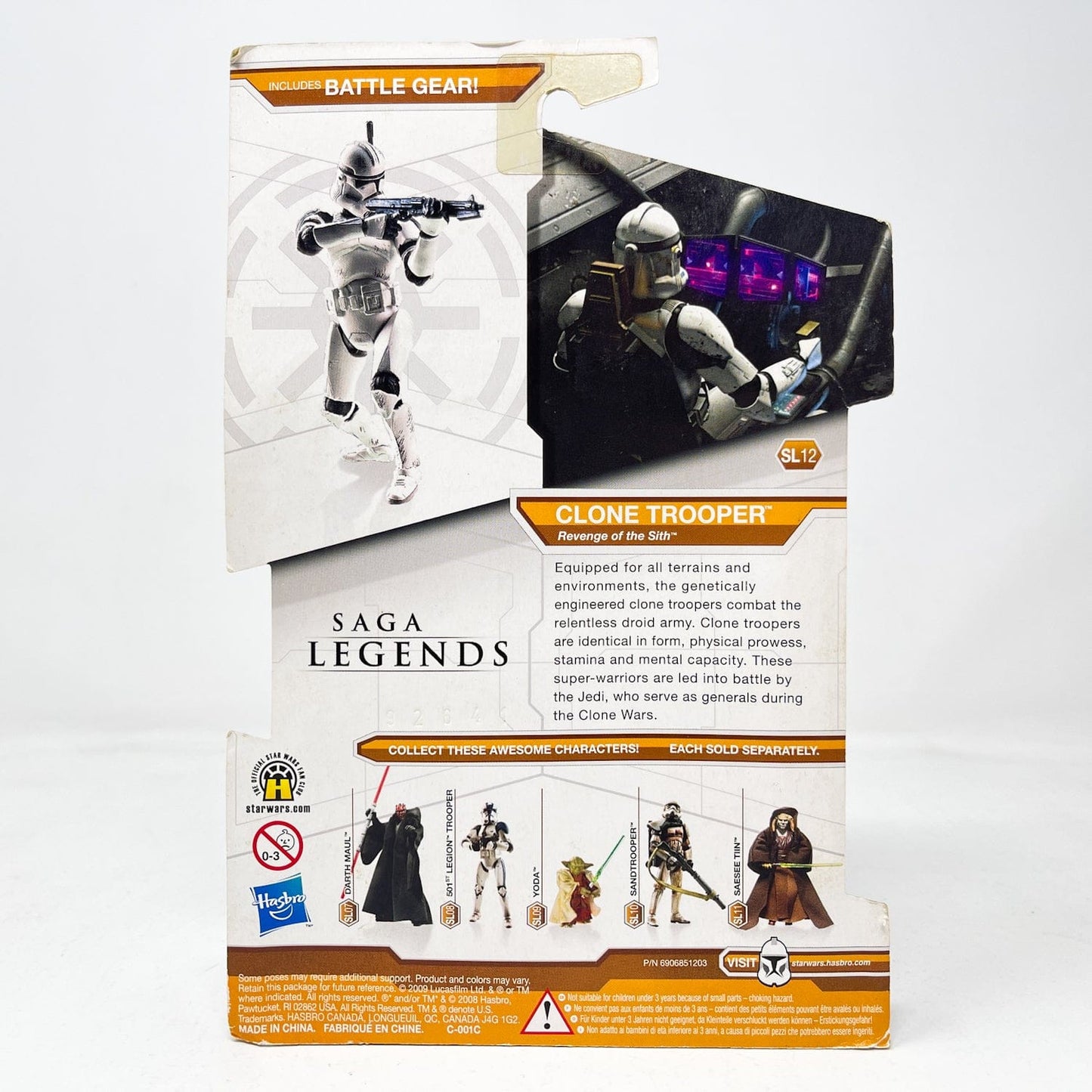 Vintage Hasbro Star Wars Mid MOC Clone Trooper SL12 - Hasbro Revenge of the Sith 3.75"