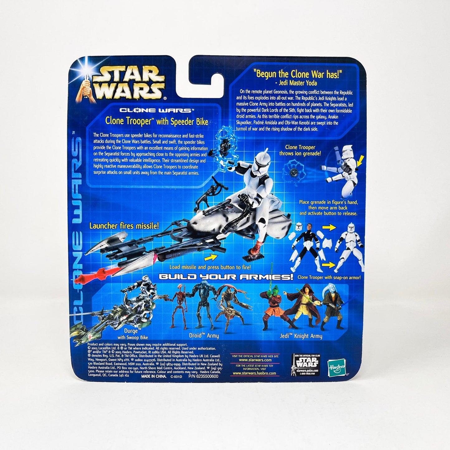 Vintage Hasbro Star Wars Mid MOC Clone Trooper with Speeder Bike (2003) SAGA Clone Wars Deluxe MOC