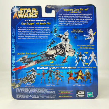 Vintage Hasbro Star Wars Mid MOC Clone Trooper with Speeder Bike - Hasbro Clone Wars Animated  (2003)