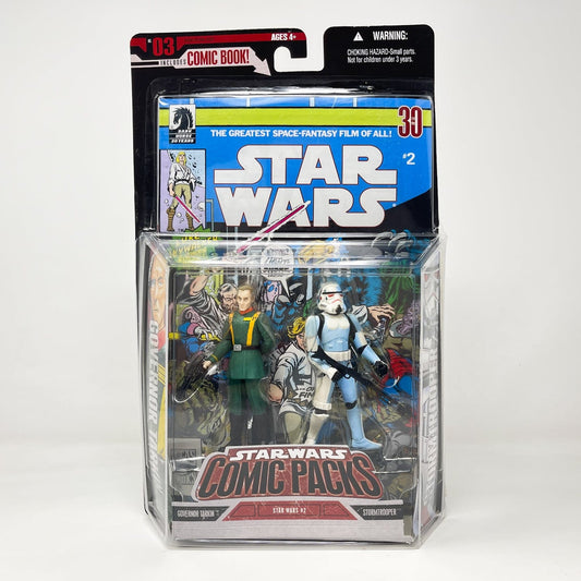 Vintage Hasbro Star Wars Mid MOC Comic Pack #03 Governor Tarkin & Stormtrooper- Hasbro Star Wars Darkhorse Comic Action Figure 2-Pack