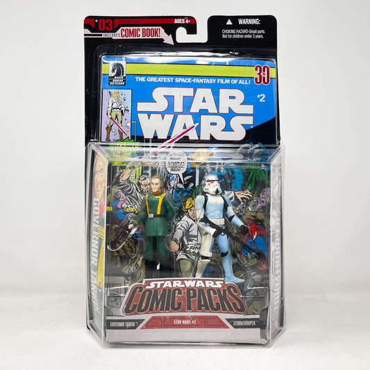 Vintage Hasbro Star Wars Mid MOC Comic Pack #03 Governor Tarkin & Stormtrooper- Hasbro Star Wars Darkhorse Comic Action Figure 2-Pack