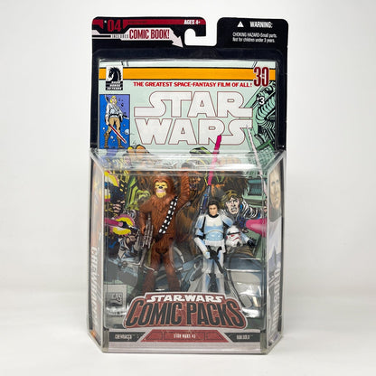 Vintage Hasbro Star Wars Mid MOC Comic Pack #04 Chewbacca & Han Solo - Hasbro Star Wars Darkhorse Comic Action Figure 2-Pack