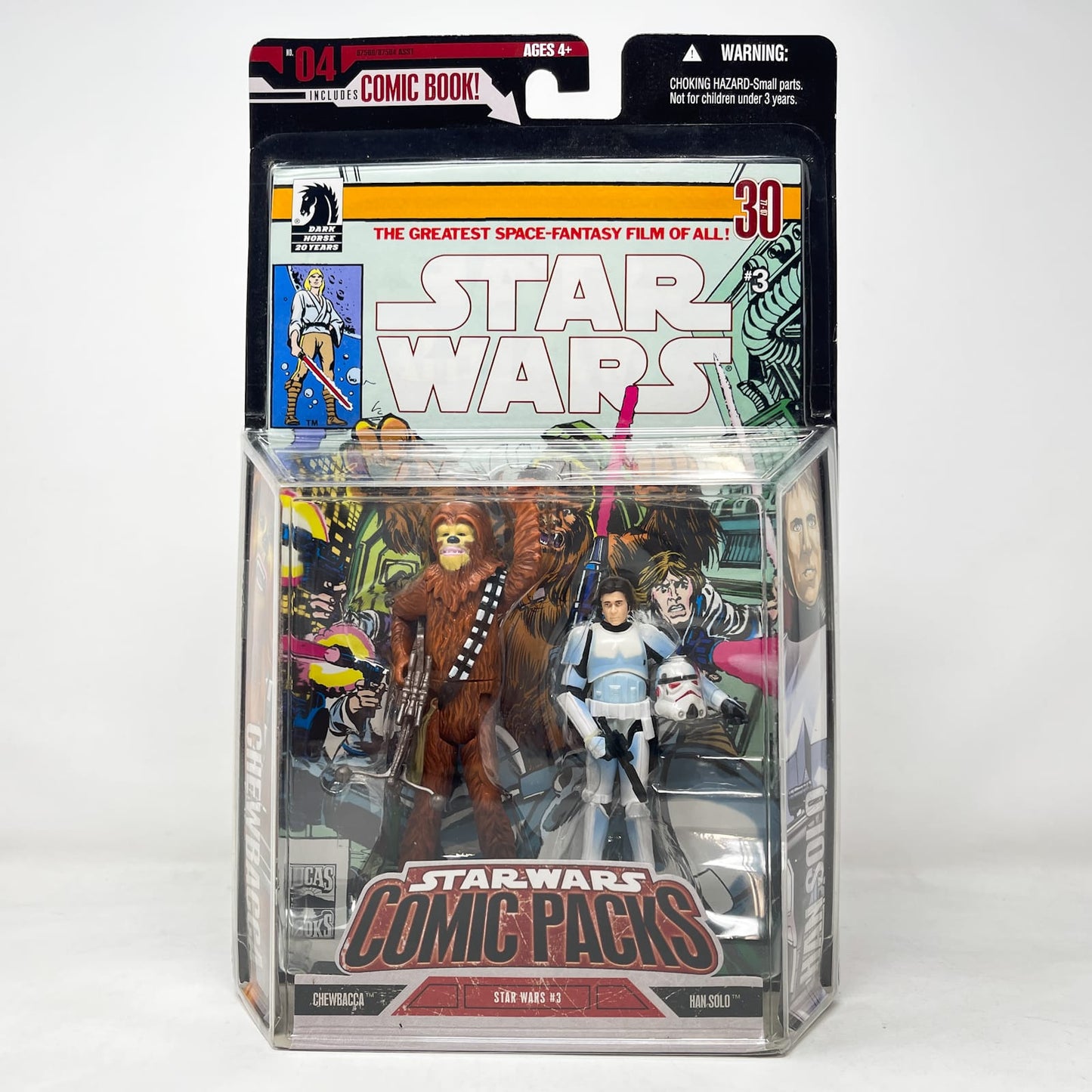 Vintage Hasbro Star Wars Mid MOC Comic Pack #04 Chewbacca & Han Solo - Hasbro Star Wars Darkhorse Comic Action Figure 2-Pack