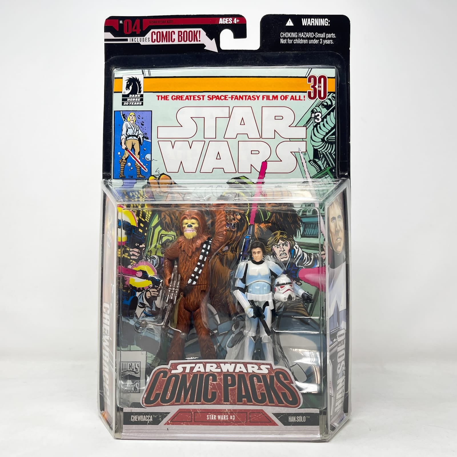 Vintage Hasbro Star Wars Mid MOC Comic Pack #04 Chewbacca & Han Solo - Hasbro Star Wars Darkhorse Comic Action Figure 2-Pack