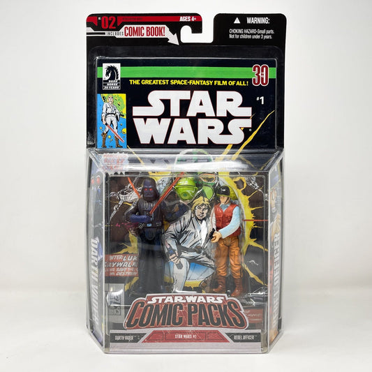 Vintage Hasbro Star Wars Mid MOC Comic Pack #2 Darth Vader and Rebel Officer - Hasbro Star Wars Darkhorse Comic Action Figure 2-Pack