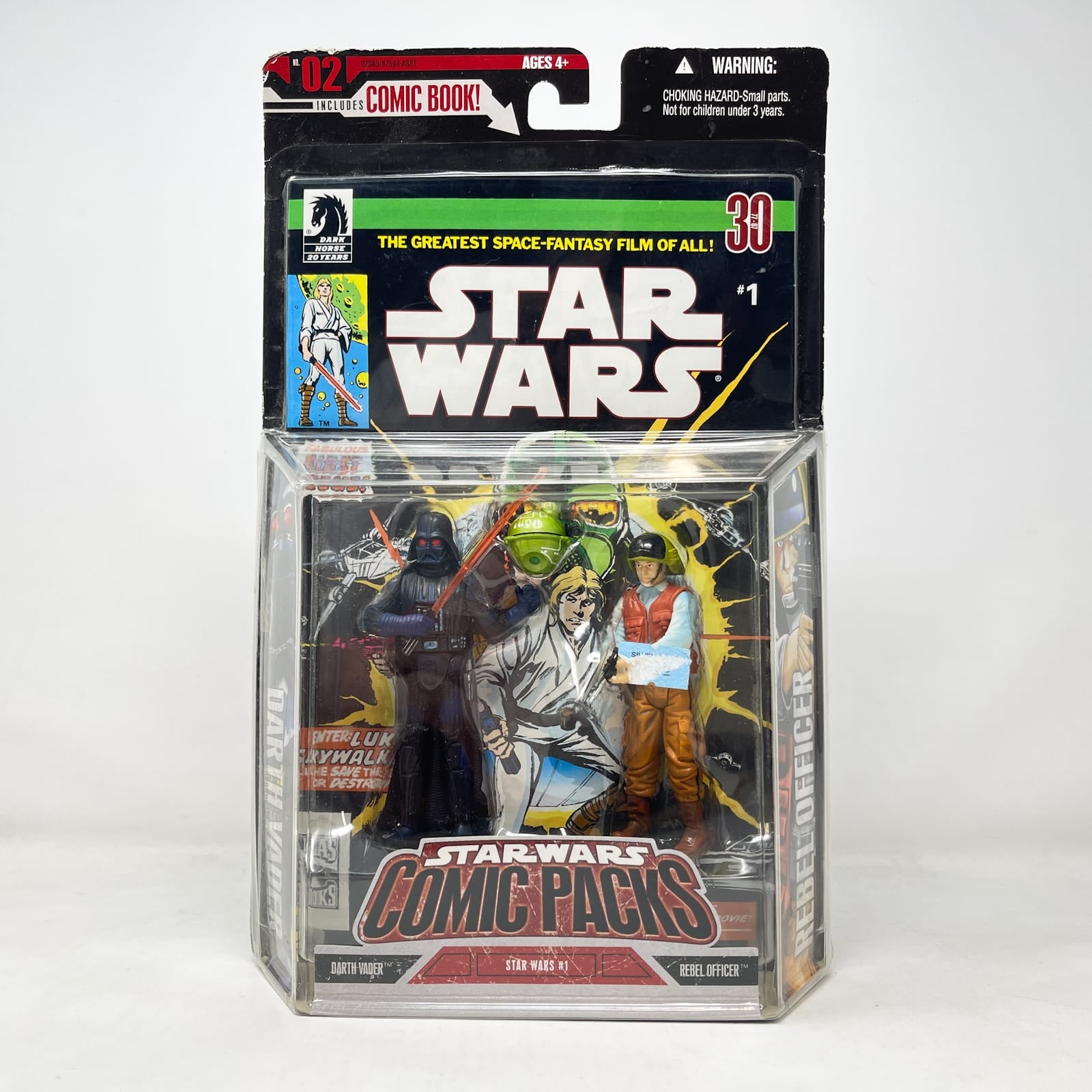 Vintage Hasbro Star Wars Mid MOC Comic Pack #2 Darth Vader and Rebel Officer - Hasbro Star Wars Darkhorse Comic Action Figure 2-Pack