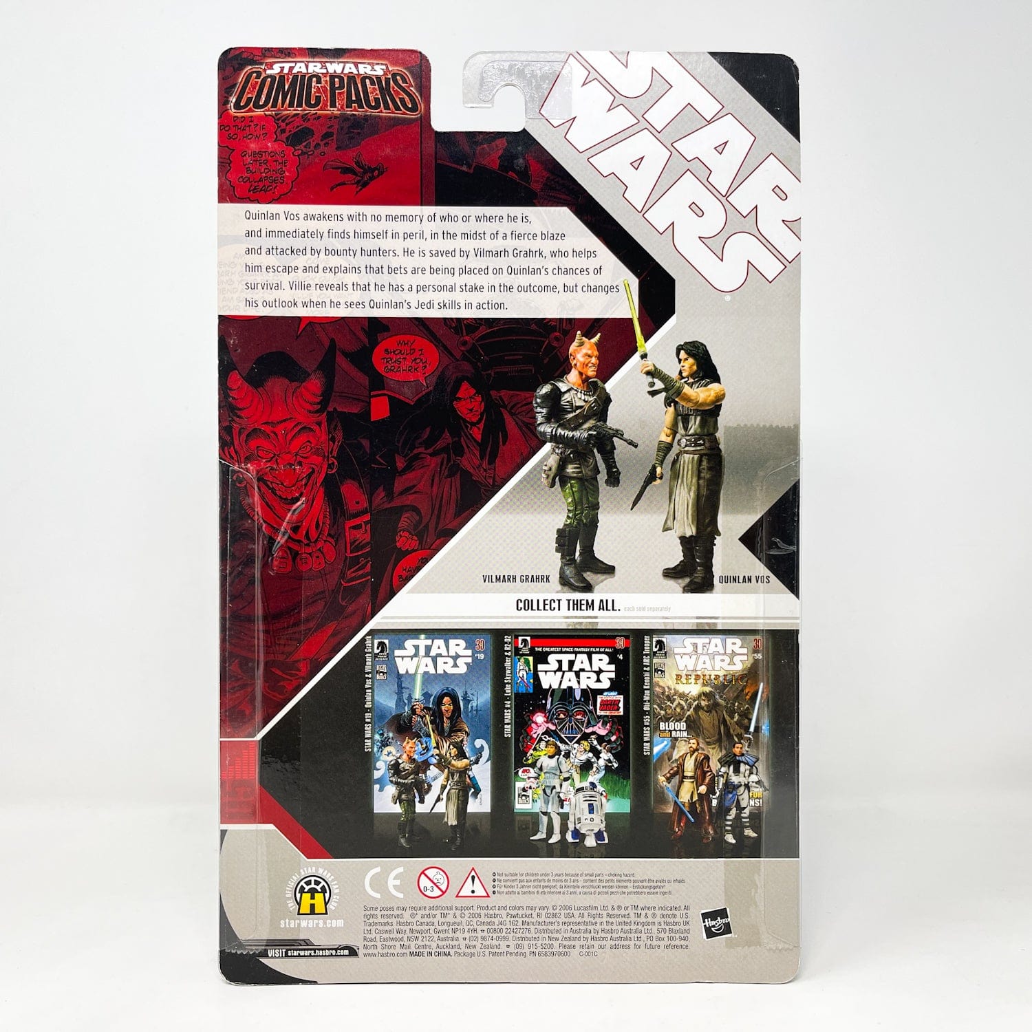 Vintage Hasbro Star Wars Mid MOC Comic Pack #5 Quinlan Vos & Vilmarh Grahrk - Hasbro Star Wars Darkhorse Comic Action Figure 2-Pack