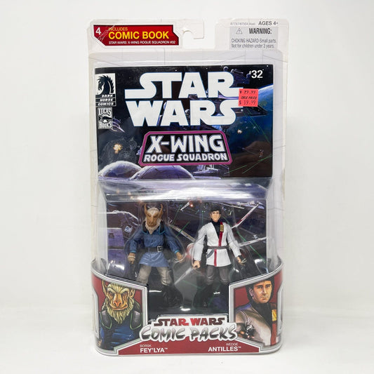 Vintage Hasbro Star Wars Mid MOC Comic Pack Borsk Fey’lya & Wedge Antilles - Hasbro Star Wars Darkhorse Comic Action Figure 2-Pack