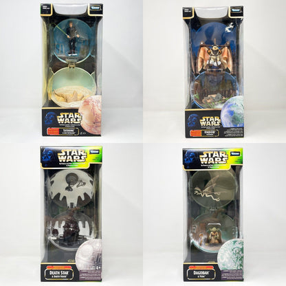Vintage Hasbro Star Wars Mid MOC Complete Galaxy Planets & Figure - Full Set of 4 - Hasbro Power of the Force (POTF2)