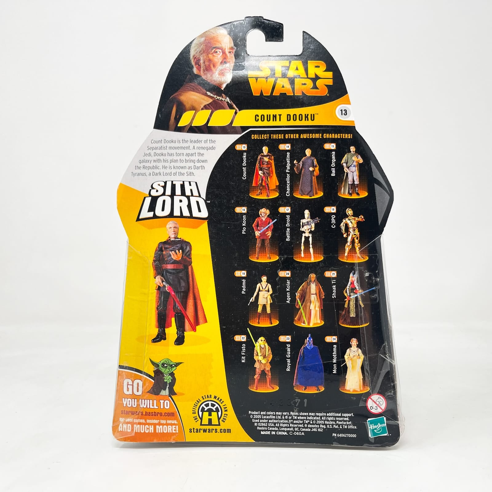 Vintage Hasbro Star Wars Mid MOC Count Dooku (Sith Lord) #13 - Hasbro ROTS 2005