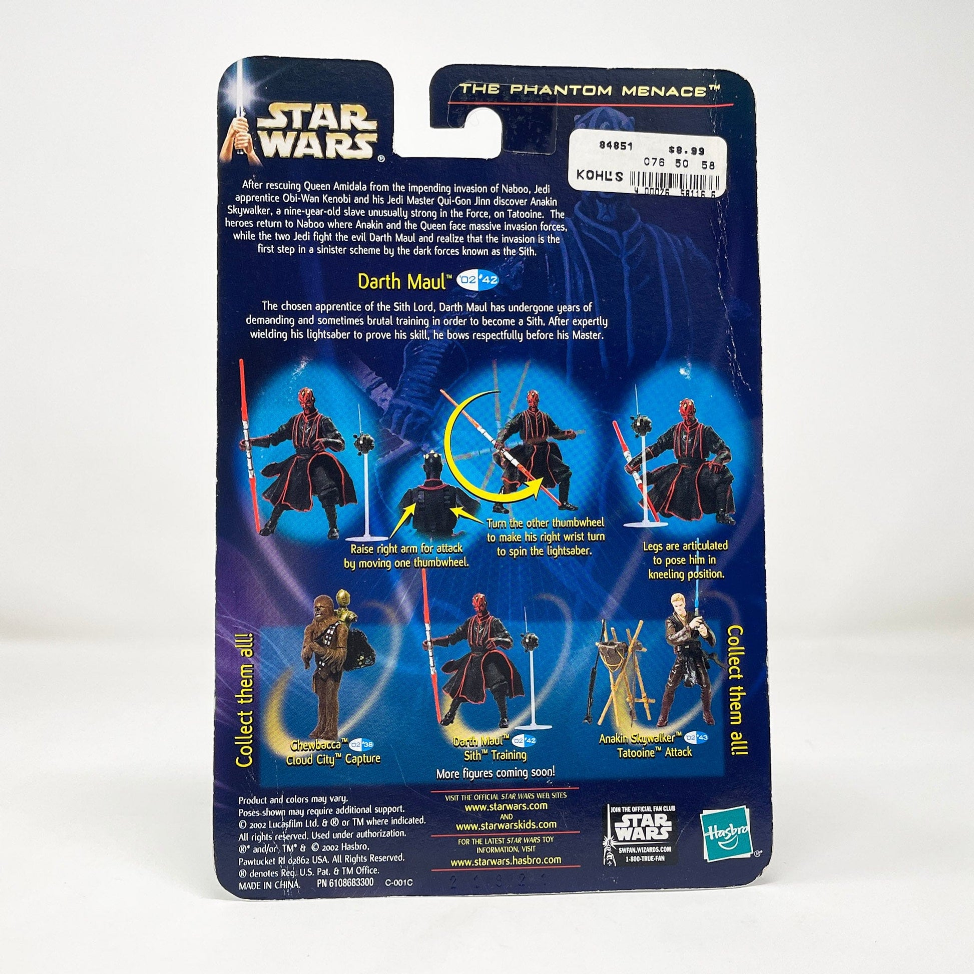 Vintage Hasbro Star Wars Mid MOC Darth Maul Sith Training (TPM) - Hasbro Star Wars 3.75" Saga #42 figure