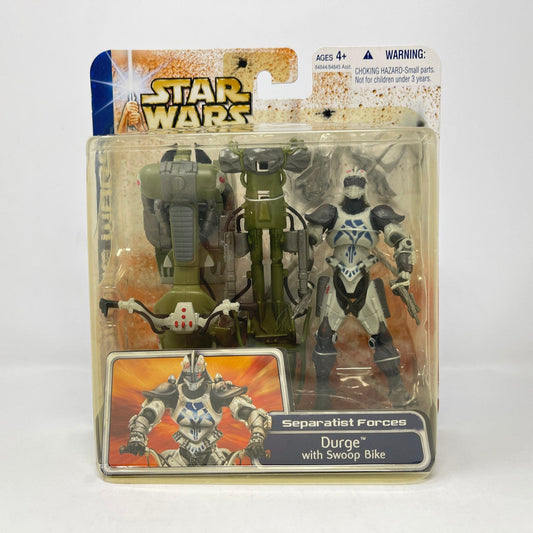 Vintage Hasbro Star Wars Mid MOC Durge - with Swoop Bike (2003) SAGA Clone Wars Deluxe MOC