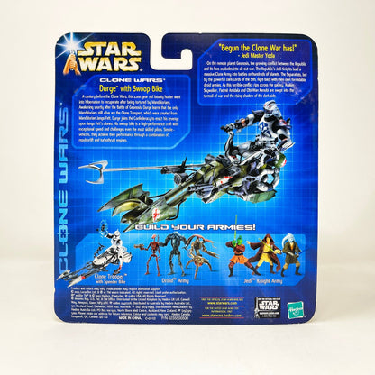 Vintage Hasbro Star Wars Mid MOC Durge - with Swoop Bike (2003) SAGA Clone Wars Deluxe MOC