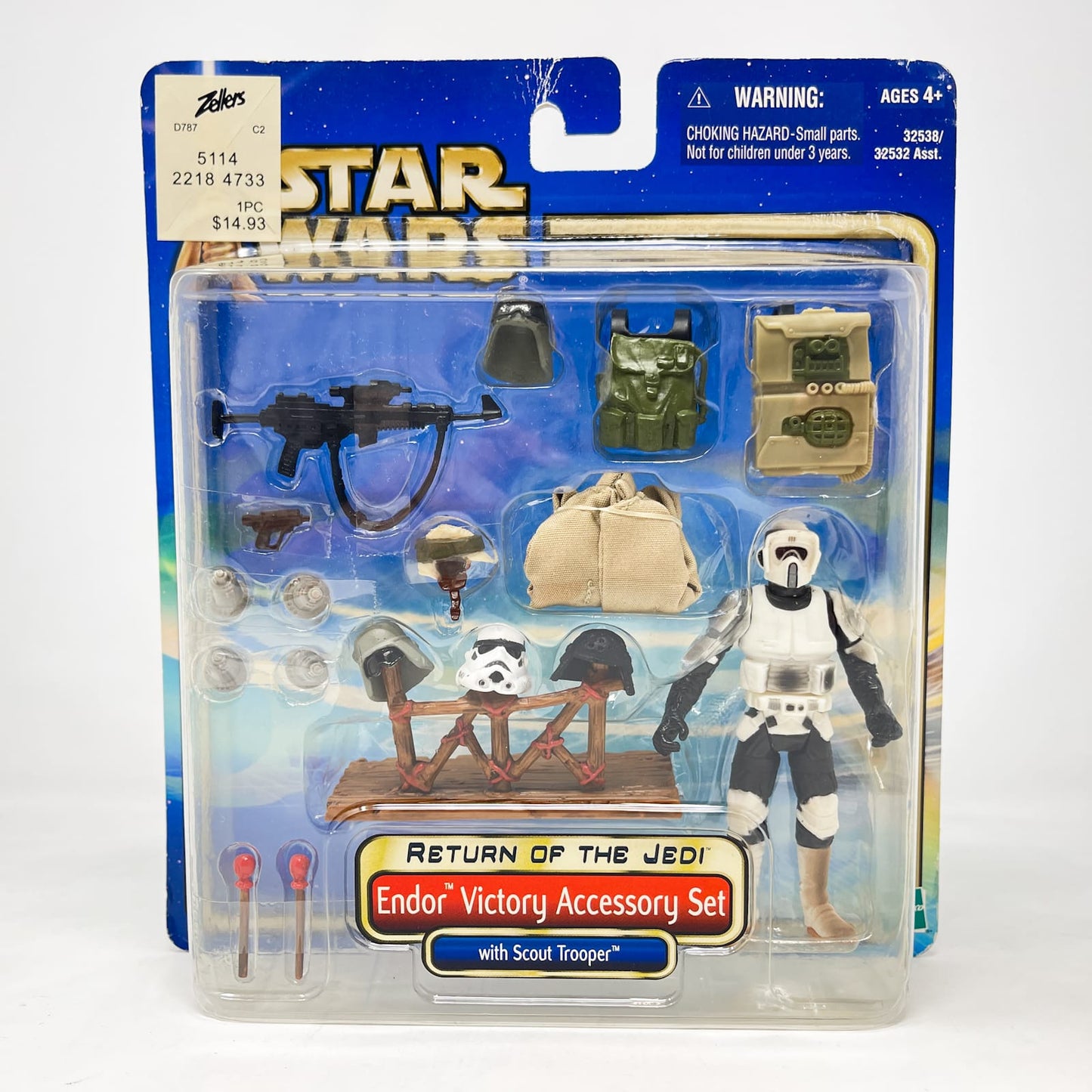Vintage Hasbro Star Wars Mid MOC Endor Victory Accessory Set w/ Scout Trooper Deluxe - Hasbro SAGA Series 3.75" (2002)