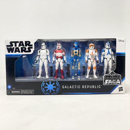 Vintage Hasbro Star Wars Mid MOC Galactic Republic (Celebrate the Saga) - 5 Figure Clone Wars Set - 3.75" Hasbro Saga Collection