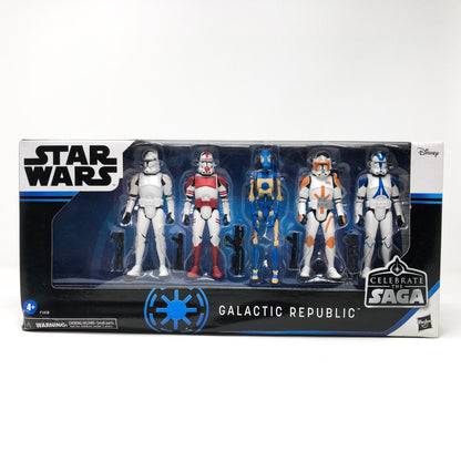 Vintage Hasbro Star Wars Mid MOC Galactic Republic (Celebrate the Saga) - 5 Figure Clone Wars Set - 3.75" Hasbro Saga Collection