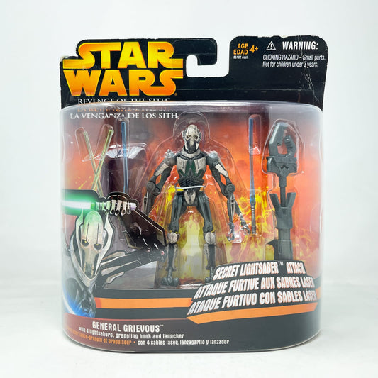 Vintage Hasbro Star Wars Mid MOC General Grievous (Secret Lightsaber Attack) Deluxe - Hasbro ROTS 2005