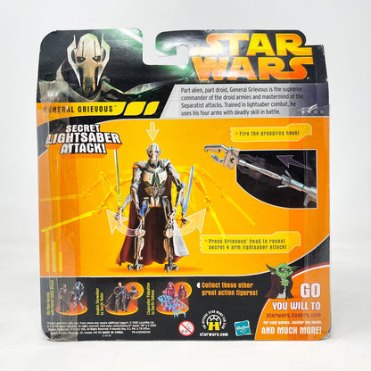 Vintage Hasbro Star Wars Mid MOC General Grievous with 4 Lightsabers, Grappling Hook and Launcher - Hasbro 2005 Revenge of the Sith