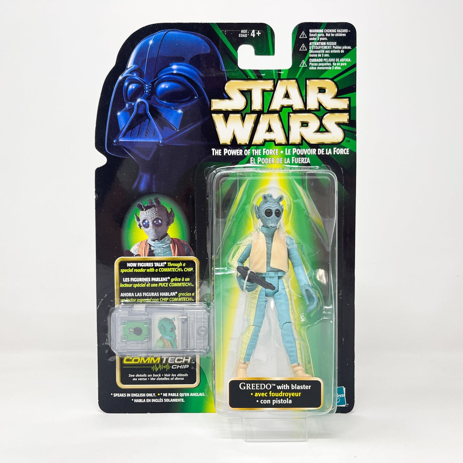 Vintage Hasbro Star Wars Mid MOC Greedo - Hasbro POTF2 Comm Tech (1999)