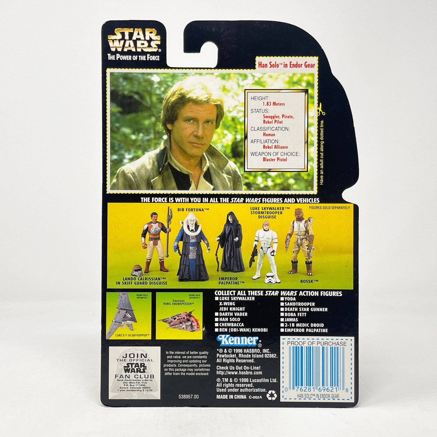 Vintage Hasbro Star Wars Mid MOC Han Solo in Endor Gear ERROR - Hasbro Power of the Force 2 Star Wars Action Figure