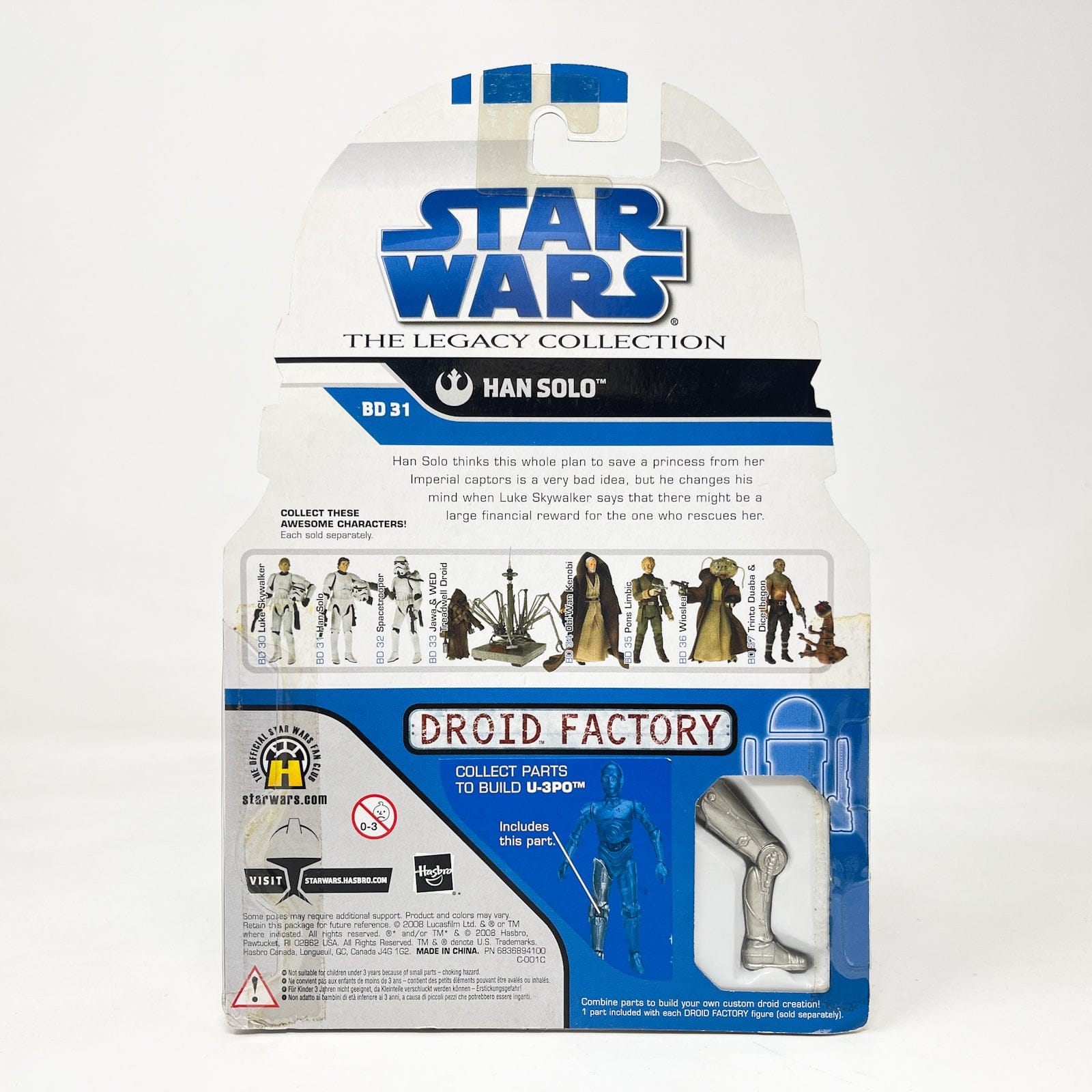 Vintage Hasbro Star Wars Mid MOC Han Solo Stormtrooper Disguise BD 31 - Hasbro Legacy Collection (2008)